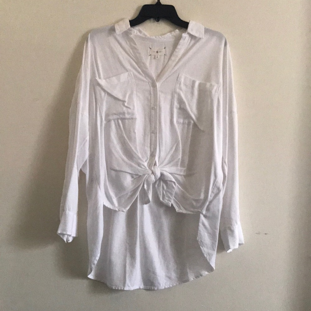 Front tie white blouse